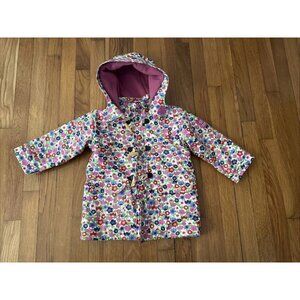 Jojo Maman Bebe Pink Floral Splish Splash Hooded Raincoat Size 3-4 Years